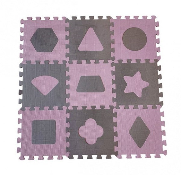 speelmat Geo junior 90 cm foam roze/grijs 18-delig