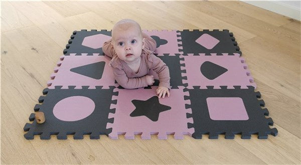 speelmat Geo junior 90 cm foam roze/grijs 18-delig