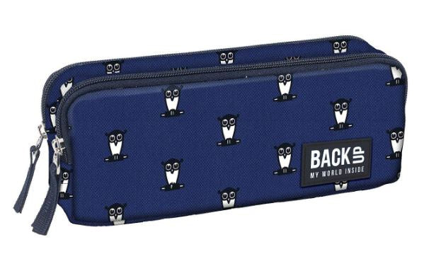 etui uilen jongens 22 x 11 cm polyester blauw