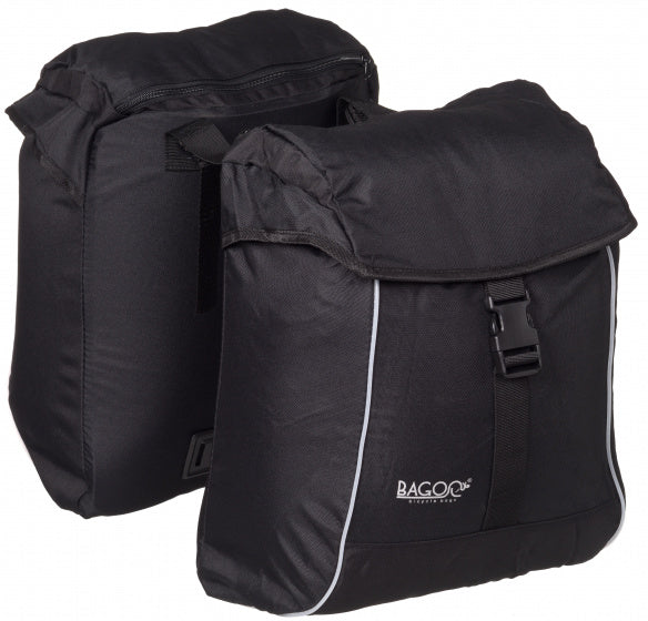 dubbele fietstas 2 x 17 liter zwart