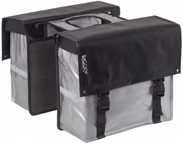 dubbele fietstas Bisonyl 34 liter zwart/zilver