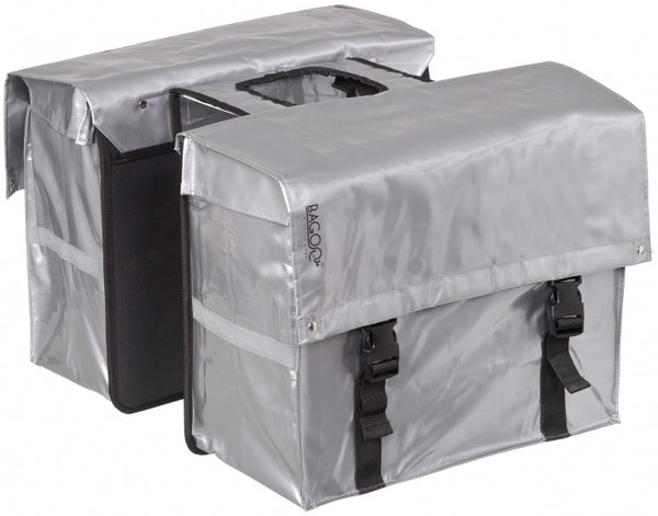 dubbele fietstas Bisonyl 58 liter zilver