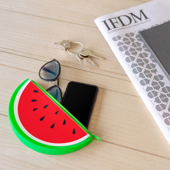 etui Watermeloen 19,5 x 10 cm siliconen rood/groen