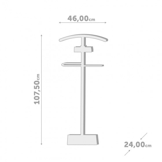 kledingstandaard met bakje 107,5 x 46 cm metaal wit