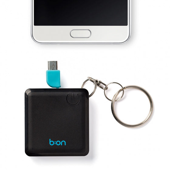 powerbank sleutelhanger 1200 mAh 4,7 x 4,7 cm ABS zwart