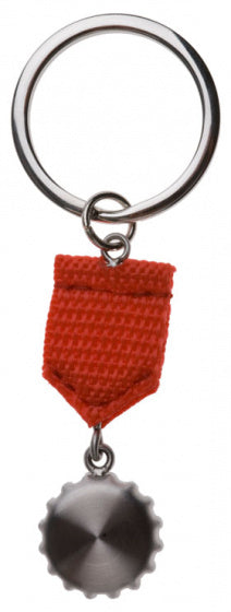 sleutelhanger 9,5 cm Medal zink rood/zilver