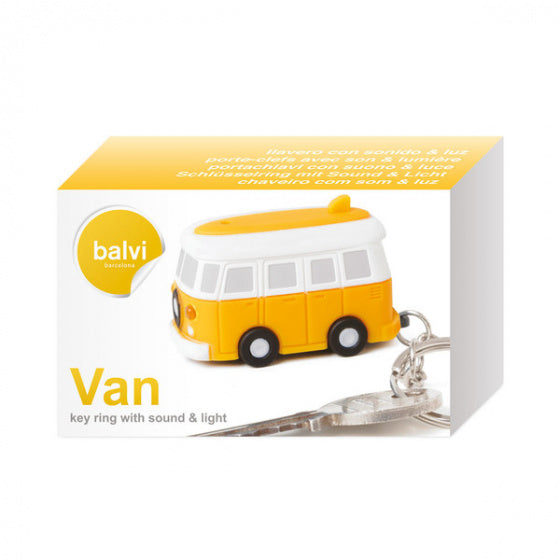 sleutelhanger busje met licht & geluid geel