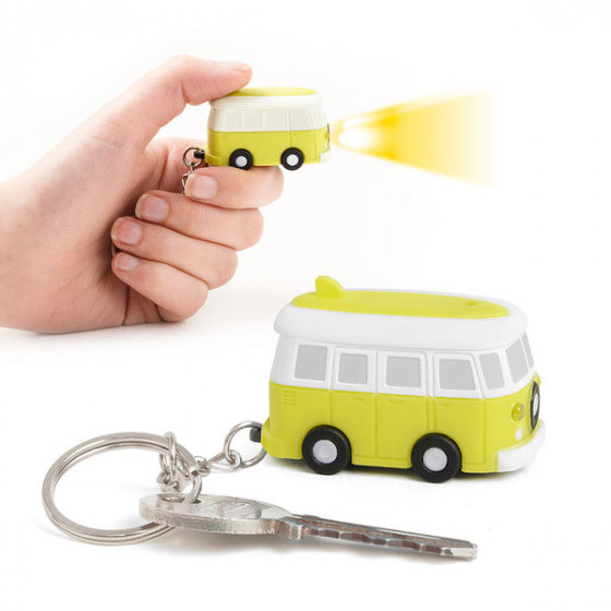 sleutelhanger busje met licht & geluid groen