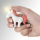 sleutelhanger Unicorn met licht 7 x 5,5 cm ABS roze