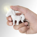 sleutelhanger Unicorn met licht 7 x 5,5 cm ABS wit