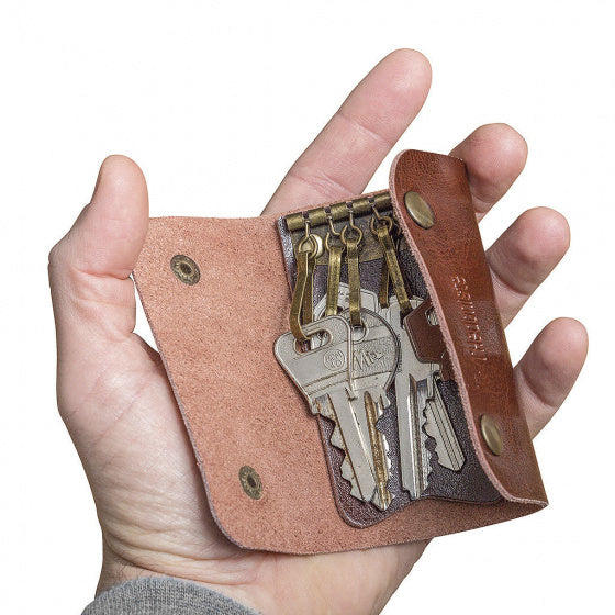 sleutelhouder l'Hédoniste heren 10,5 x 6 cm leer bruin
