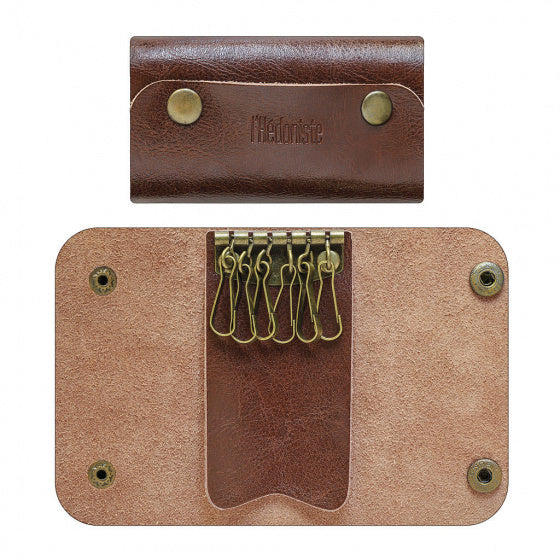 sleutelhouder l'Hédoniste heren 10,5 x 6 cm leer bruin