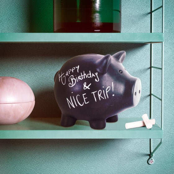 spaarpot Oink Bank 18,5 x 20 cm keramiek zwart