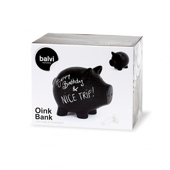 spaarpot Oink Bank 18,5 x 20 cm keramiek zwart