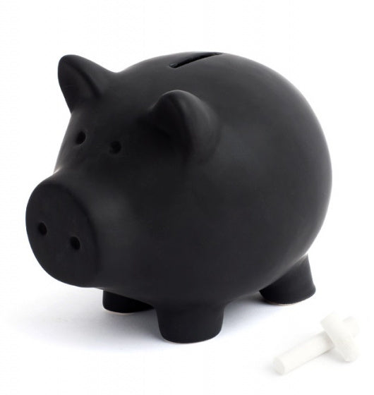 spaarpot Oink Bank 18,5 x 20 cm keramiek zwart