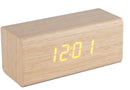 wekker Timber led 15,5 x 6,5 cm hout blank 2-delig