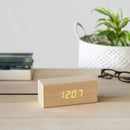 wekker Timber led 15,5 x 6,5 cm hout blank 2-delig