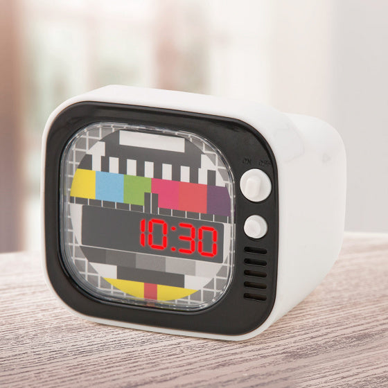 wekker TV junior 8 x 9 cm ABS wit