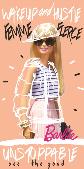 strandlaken Barbie meisjes 70 x 140 katoen lichtroze