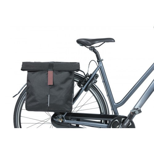 Dubbele fietstas Basil City 28 tot 32 liter 30 x 18 x 49 cm - zwart