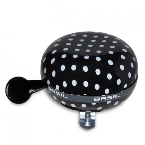 Fietsbel Basil Polkadot ø80mm - zwart / wit