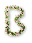 Bloemenstreng Basil  met rozen, groene takjes en gipskruid - roze