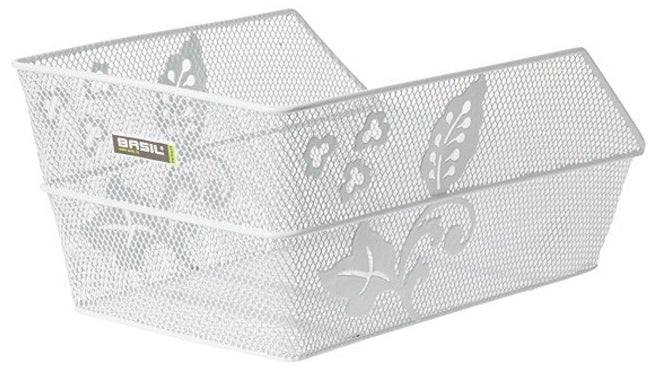 Fietsmand Basil Cento Flower  45 x 31 x 21 cm - wit