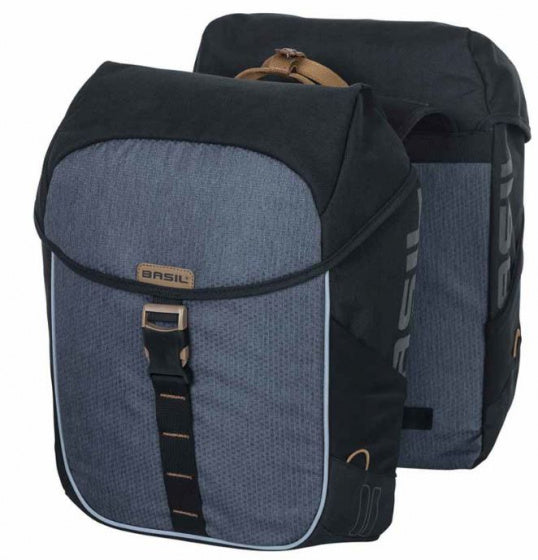 dubbele fietstas Miles 34L grijs/zwart - 17666