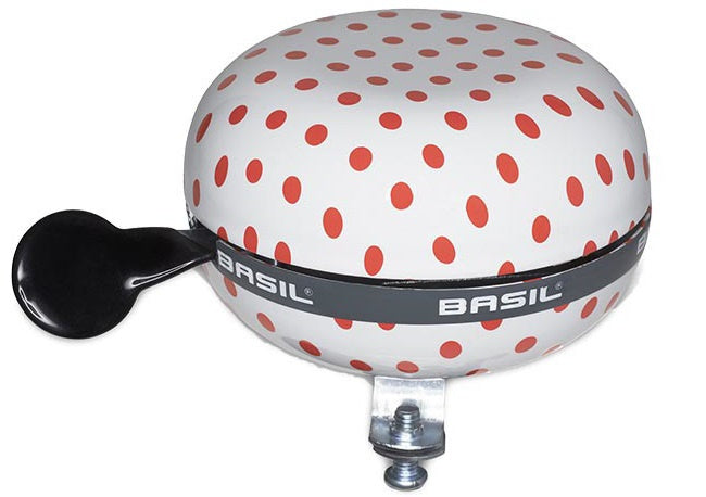 Fietsbel Ding-Dong Basil Polkadot ø80mm - wit/rood