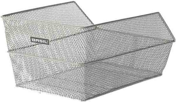 Fietsmand Basil Cento met dragerbevestiging 45 x 31 x 21 cm - zilver