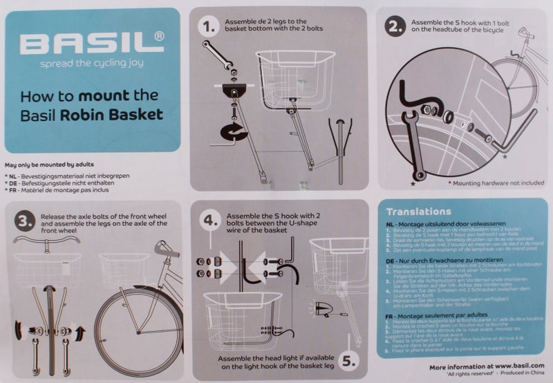 Fietsmand Basil Robin 27 liter 47 x 31 x 25 cm - zwart