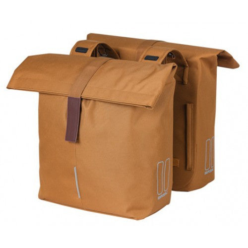 Dubbele fietstas Basil City 28 tot 32 liter 30 x 18 x 49 cm - camel bruin