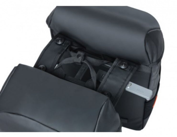 Dubbele fietstas MIK Basil Miles Tarpaulin 34 liter 34 x 16 x 43 cm - zwart/oranje