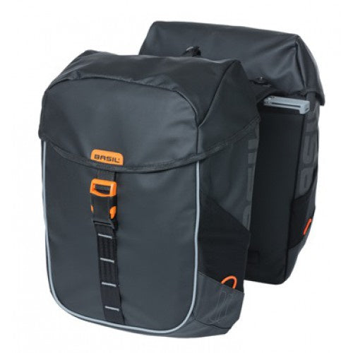 Dubbele fietstas MIK Basil Miles Tarpaulin 34 liter 34 x 16 x 43 cm - zwart/oranje