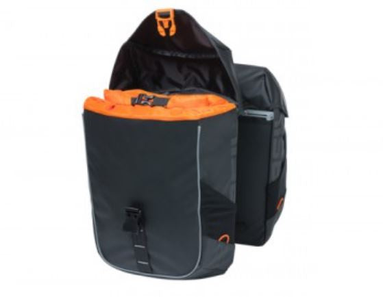 Dubbele fietstas MIK Basil Miles Tarpaulin 34 liter 34 x 16 x 43 cm - zwart/oranje