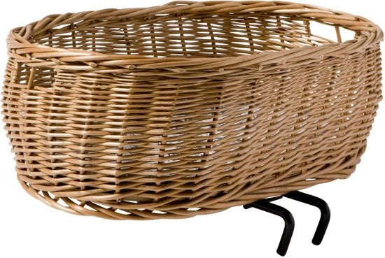 Rieten hondenfietsmand Basil Pluto ovaal 50 x 37 x 20cm voor stuurbevestiging - naturel