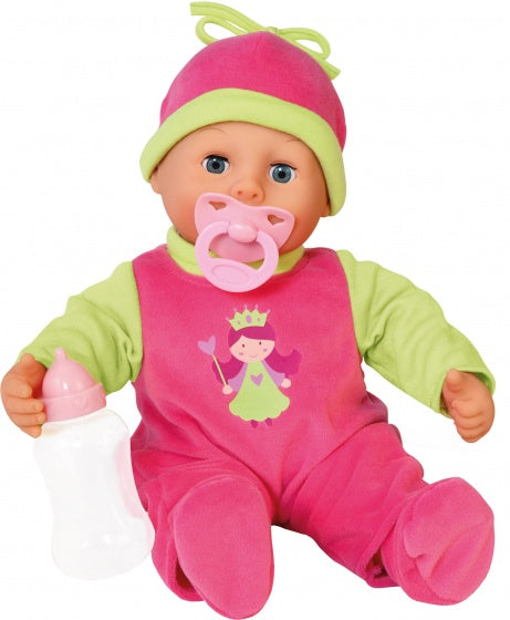 babypop met accessoires First Words 38 cm roze/groen 3-delig