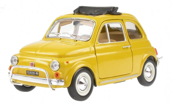 schaalmodel Fiat 500L 1968 1:24 geel