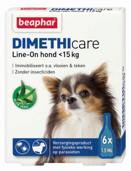 Beaphar Dimethicare Line-on Hond Tegen Vlooien En Teken <15 KG 6 PIP 1,5 ML