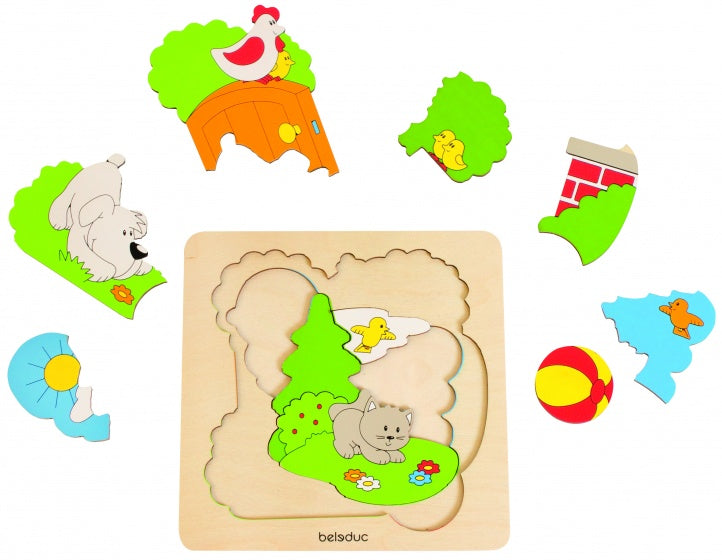 vormenpuzzel Tuin junior hout 8 stukjes