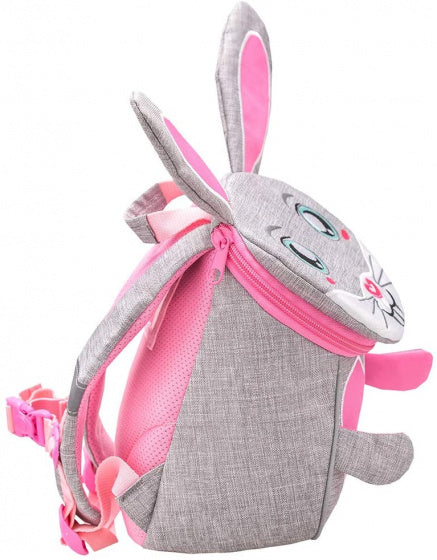 rugzak konijn 25 x 18 cm polyester 4 liter grijs/roze