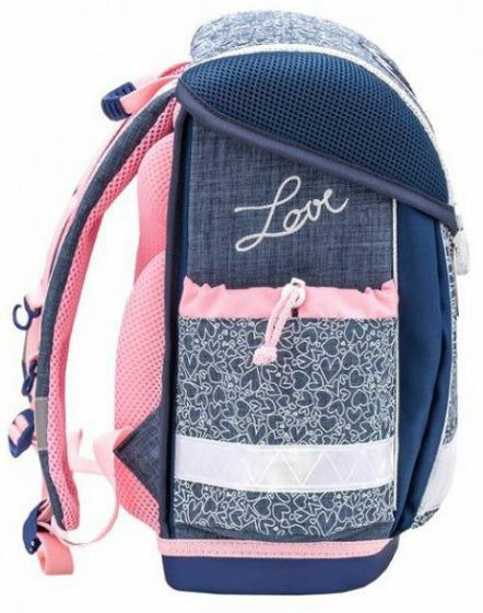 rugzak liefde junior 19 liter polyester blauw/roze