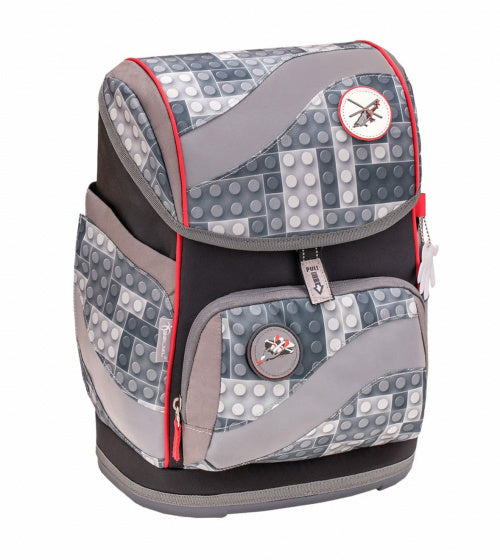 rugzakset Bricks Grey junior 20 L polyester grijs 4-delig