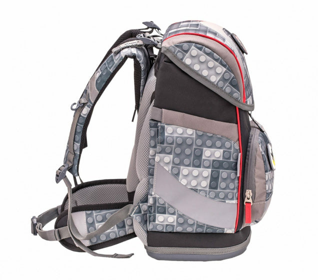 rugzakset Bricks Grey junior 20 L polyester grijs 4-delig