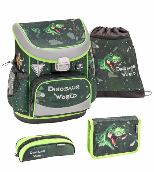 rugzakset Dino Attack 17 liter polyester groen 4-delig