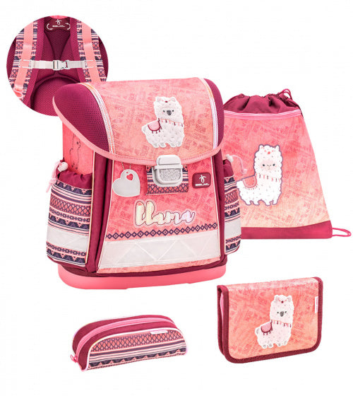 rugzakset Funky Llama 19 liter polyester roze 4-delig