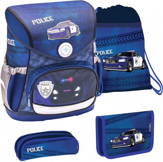 rugzakset Police junior 19 liter polyester blauw 4-delig