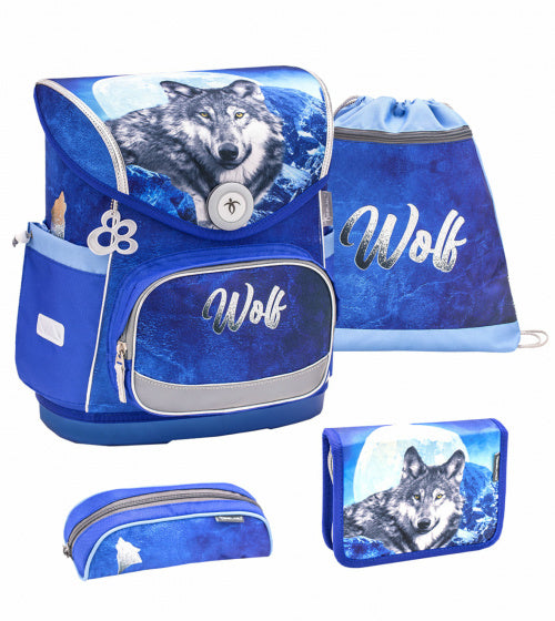 rugzakset Wolf 2 junior 19 liter polyester blauw  4-delig