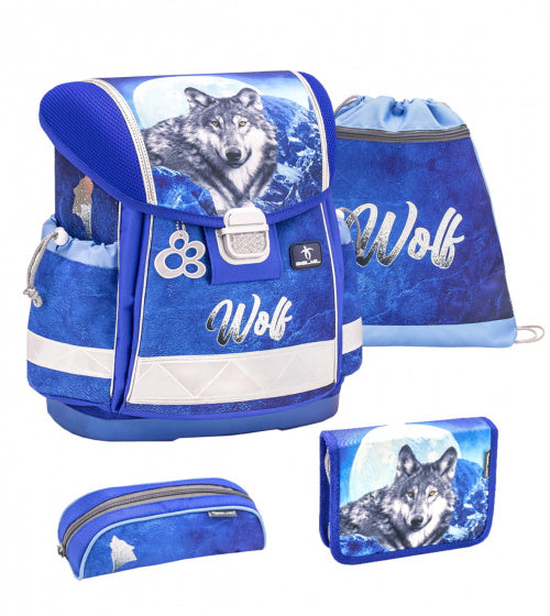 rugzakset Wolf 2 junior 19 liter polyester blauw 4-delig