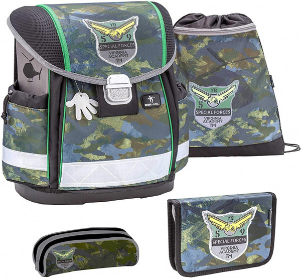 schoolspullenset camouflage 19 liter polyester groen